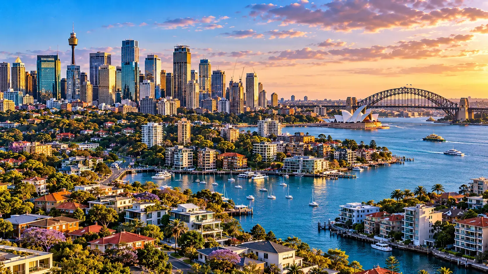 Business districts and residential areas across Sydney